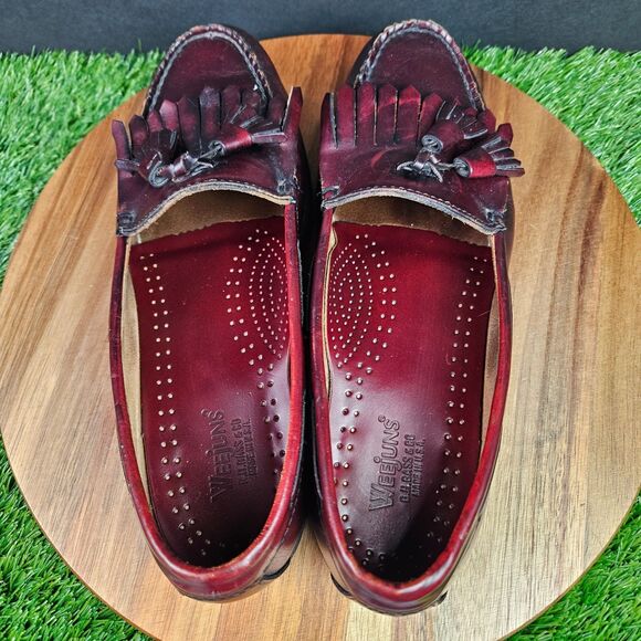 G.H. Bass & Co. Weejuns Layton Loafers Mens 9 B Burgundy Leather Kiltie Tassel main image 13
